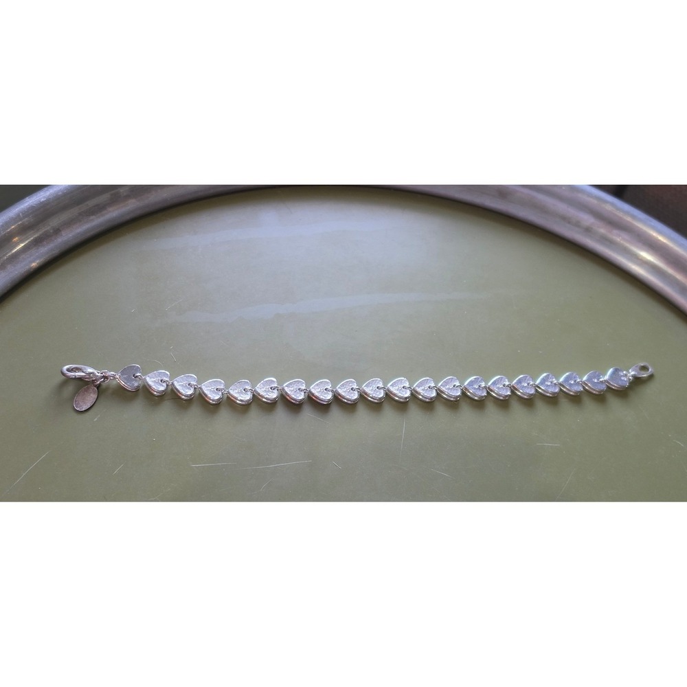 Carolee Silver Tone Rhinestone Heart Link Tennis Bracelet Clear Crystal Romantic - Picture 6 of 6